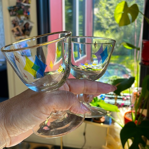 **SOLD******Unique MCM Vintage Libby Atomic Diamonds Cocktail Set of 5 - Picture 11 of 17